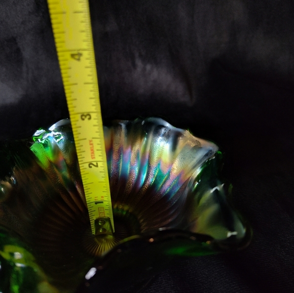 Early 1900's Fenton Carnival Glass Stippled Rays Tri Corner Bowl - Picture 6 of 7
